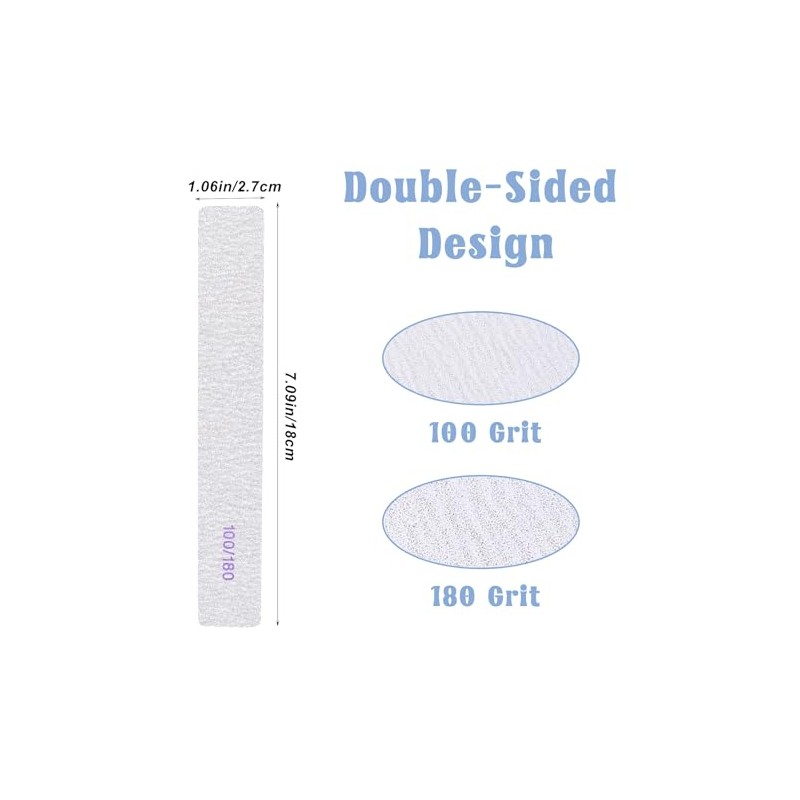 YUXIANLB 100 limas de uñas de grano 100/180 profesionales reutilizables