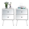 STHOUYN STHOUYN White Nightstand Set of 2, Mirrored Bedside Table