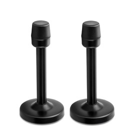 TOKPLNU Door Stopper, 4 Inch Wall Mounted Door Stop, Heavy Duty Stainless Steel Black Door Stops Wall Protector with Rubber Tip Bumper, Long Door Stoppers for Skirtings, Patio, Outdoor