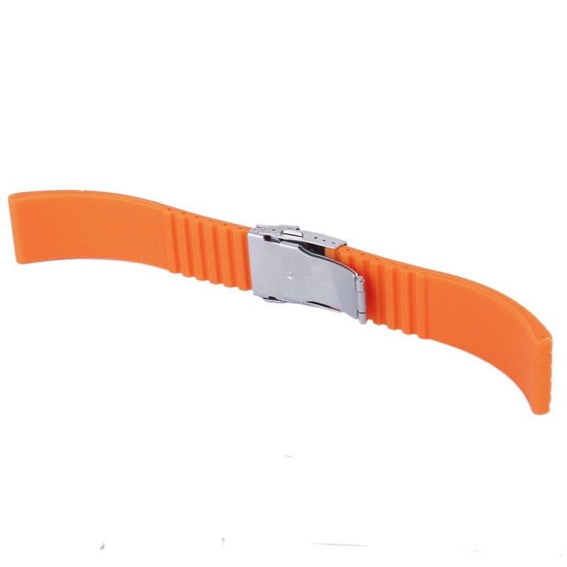 Gleader Orange Rubber Watch Strap Band Deployment Buckle Waterproof 22mm