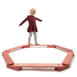JumpOff Jo – Boardwalk - Kids Toys Wooden Balance Beam Set, Enhance Coordination and Gross Motor Skills, Montessori Toys – Indoor & Outdoor Playground for Toddlers - 12 Pieces - Desert Rose Pink