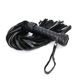 MarquiseDeBliss Genuine Leather Handcrafted Gentle Horse Whip - Thick Equestrian Training and Riding Essential - Riding Tools (27.6 Inches, Black)