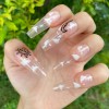 Sun & Moon Clear Nails - Long Coffin Press On