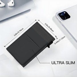 aiyraa Pop Up Wallet RFID Card Holder, Minimalist Metal Card Holder Wallet, Push Button Wallet for Men, Slim RFID Blocking Secrid Style, Holds 1-5 Cards and Cash Mens Gifts (Black)