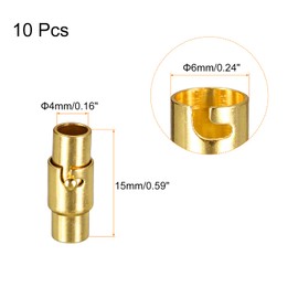 QUARKZMAN Leather Cord End Cap, Pack of 10 4 mm Hole Leather Magnetic Clasps, Cord End Caps Clasps, Leather Cord Buckle for Jewellery Making, DIY Accessories, Crafts, Gold