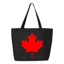shop4ever Canada Leaf Heavy Canvas Tote with Zipper Canadian Flag Reusable Shopping Bag 12 oz Black 1 Pack Zip