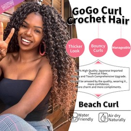 GoGo Curl Crochet Hair for Black Women Water Wave Curly Crochet Hair Wavy Human Hair Deep Wave Beach Curl Crochet Synthetic Hair Extensions (18 inch(Pack of 6), T1B/30)