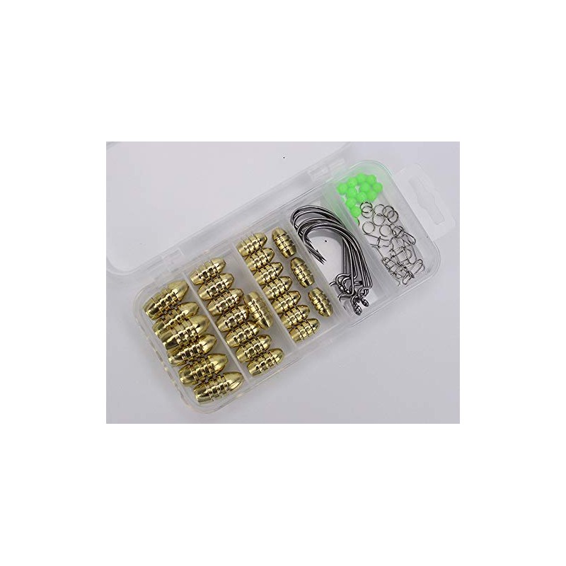 VOANZO 69pcs Texas Fishing Rigs Set, Fishing Hook Kit, Threaded