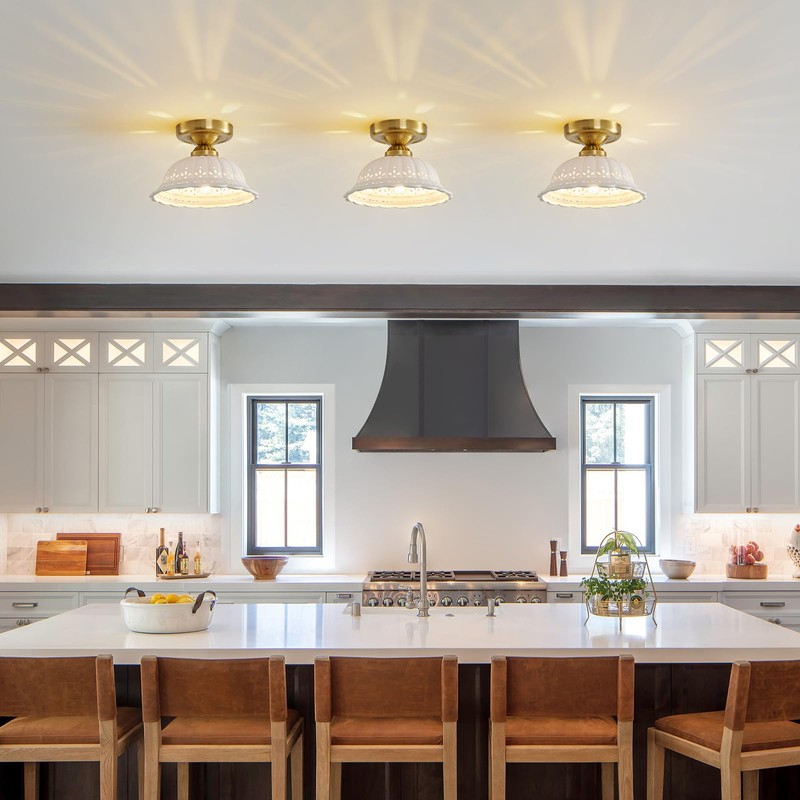 Vintage Ceramic Semi Flush Mount Ceiling Light - 2 Pack,