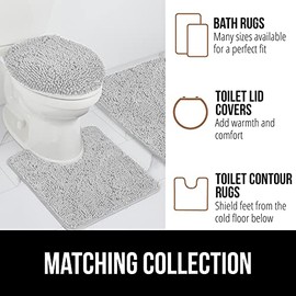 GORILLA GRIP GORILLA GRIP Bath Rug Mat 44x26, Thick Soft Absorbent Chenille, Quick Dry Microfiber Mats, Rubber Backing Machine Washable Shower Floor Rugs, Bathmat Runner, Bathroom Home Decor Accessories Light Gray