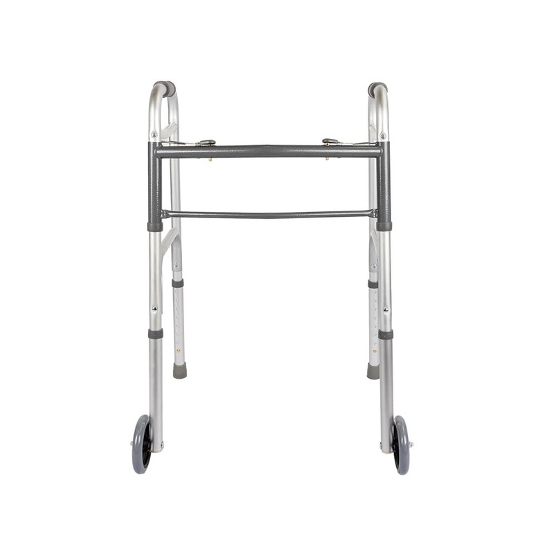 MediChoice Dual-Release Two Button/Folding Walker, Height Adjustable with 5 Inch