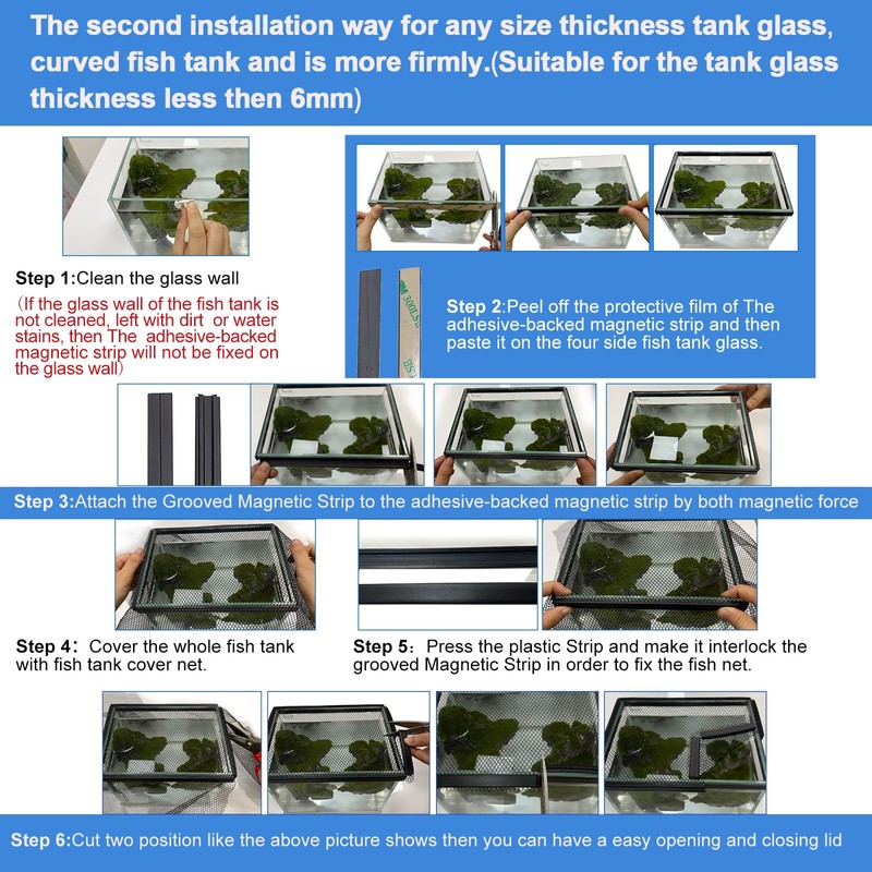 Magnetic Aquarium lid Fish Tank Hood top Cover Anti-Jumping net