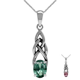 Silvershake Simulated Color Change Alexandrite 925 Sterling Silver Celtic Knot Pendant with 18 Inch Chain Necklace