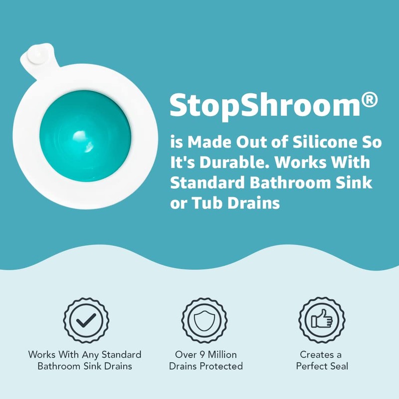 StopShroom The Ultimate Universal Drain Stopper Plug for Bathtub, Bathroom,