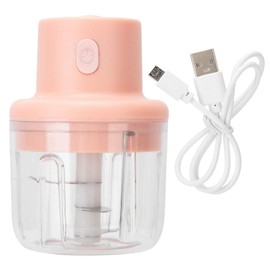 Procesador de Alimentos Eléctrico, Picadora de Carne Inalámbrica 250ml, Picadora de Alimentos con Carga USB Mini Batidora Trituradora de Cocina para Cebolla/Jengibre/Ajo (Rosa)