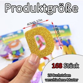 168 Stück Buchstaben Aufkleber, Buchstaben Selbstklebend, Glitzer Schaumstoff Sticker, Filzbuchstaben Selbstklebend, Glitzer Foam Zahlen Aufkleber, Für Schulkind Schulanfang Einschulung, Diy Handwerk