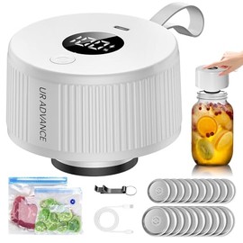 UR ADVANCE Mason Jar Vacuum Sealer for Wide Mouth and Regular Mouth Mason Jars, Jar Sealer for Mason Jars, Portable Vacuum Food Sealer Machine, 3-in-One Vacuum Sealer Kit - White