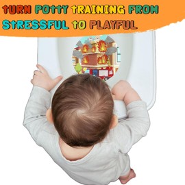 Faivykyd Potty Training with Firefighting Target, Cute Fireman Pee Light, Funny Potty Training Toilet Light for Toddler Boys, Potty Time Adventures Aiming Target