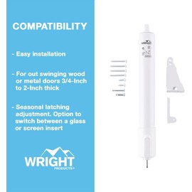 Wright Products Wright Products V2012WH Heavy Duty Screen and Storm Door Tap-N-Go Pneumatic Closer, White