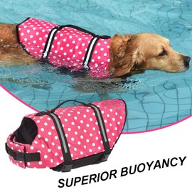 Doglay Dog Life Jacket, Dog Life Vest for Swimming Boating, Adjustable Puppy Life Jacket with Reflective Stripes, Superior Buoyancy Dog Swimming Vest for Small Medium and Large Dogs
