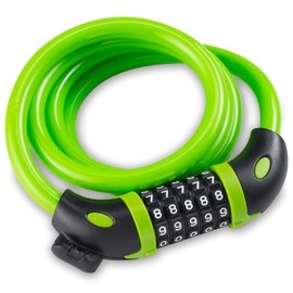 Opaza Bike Lock with 5-Digit Code, 1.2 m/4 ft Bicycle Lock Combination Cable Lock Lightweight & Security Bike Chain Lock for Bicycle, Mountain Bike, Scooter (Green)