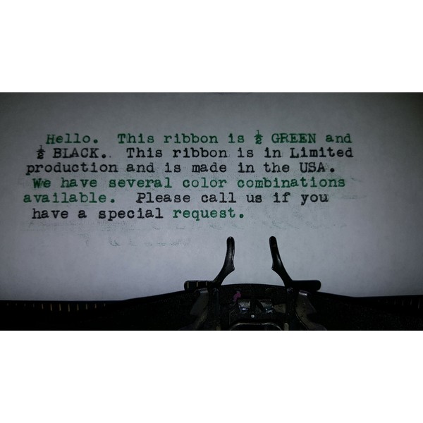 Universal Typewriter Ribbons - Custom Color Twin Spool Typewriter Ribbons (Black and Green)