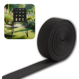 IPEA Elastic Strap Elastic for Garden Furniture, Beach Loungers, Armchairs, Swings, Sofas, Lounges, Upholstery - 10 Metres - Backrest Pull Cord - 50mm - Black