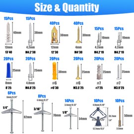 Bemaka 336Pcs Toggle Bolts Heavy Duty Drywall Anchors and Screws Assortment Kit, 11 Sizes Metal & Plastic Wall Anchors Kit with Screw, Wall Hanging Kit for Art Decor Shelves Picture Mirror Curtain