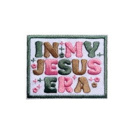 ROISEPOSIE in My Jesus Era Patch, Jesus Era 3 Inches Iron On/Sew On Embroidered Applique Fabric Christian Patches for Clothes Backpacks Hat Jeans, Retro Religious Embroidery Patches for Jesus Lovers