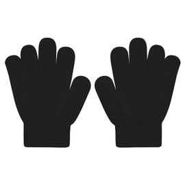 DOOVID Kids Knit Gloves Full Fingers Winter Gloves for Little Boys Girls Stretchy Warm Magic Gloves Age 5-11 Black One Size