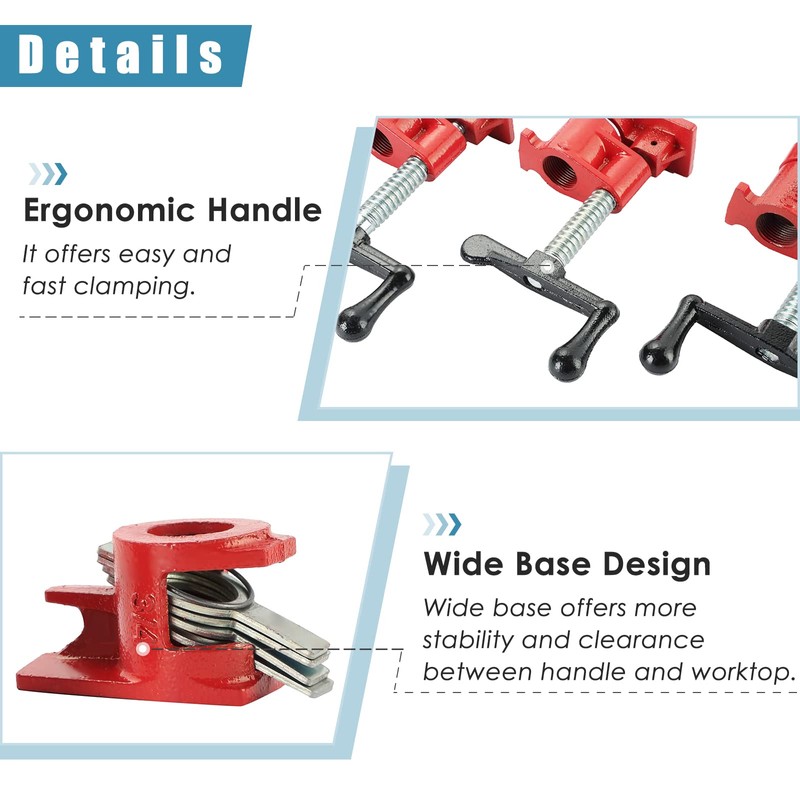 FLKQC Wood Gluing Pipe Clamp Set, Heavy Duty Cast Iron