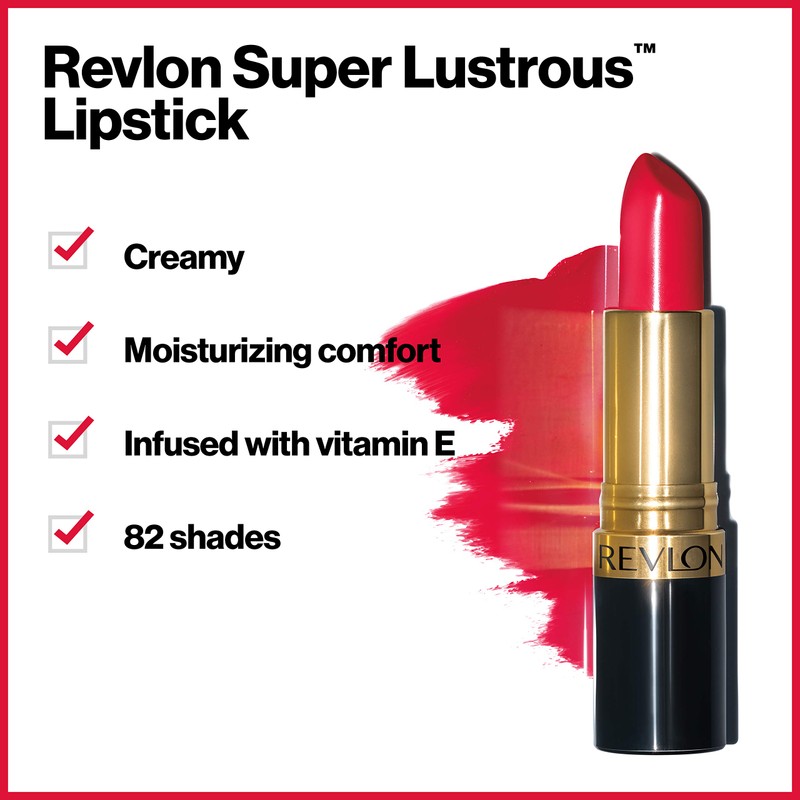 Revlon Super Lustrous Lipstick, Creamy Formula For Soft, Fuller-Looking Lips,