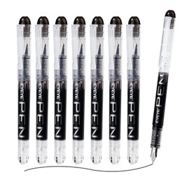 EYEYE Disposable Fountain Pens Fine Point, 8 Pack Black Pens for Writing, Stainless Steel Nib, Smooth Writing for Journaling, Drafting, Sketching, Doodling & Office Supplies