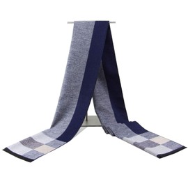 Bufanda para hombre a la moda, para clima frío, clásica, para llegada de invierno, bufanda suave y cálida (azul marino)