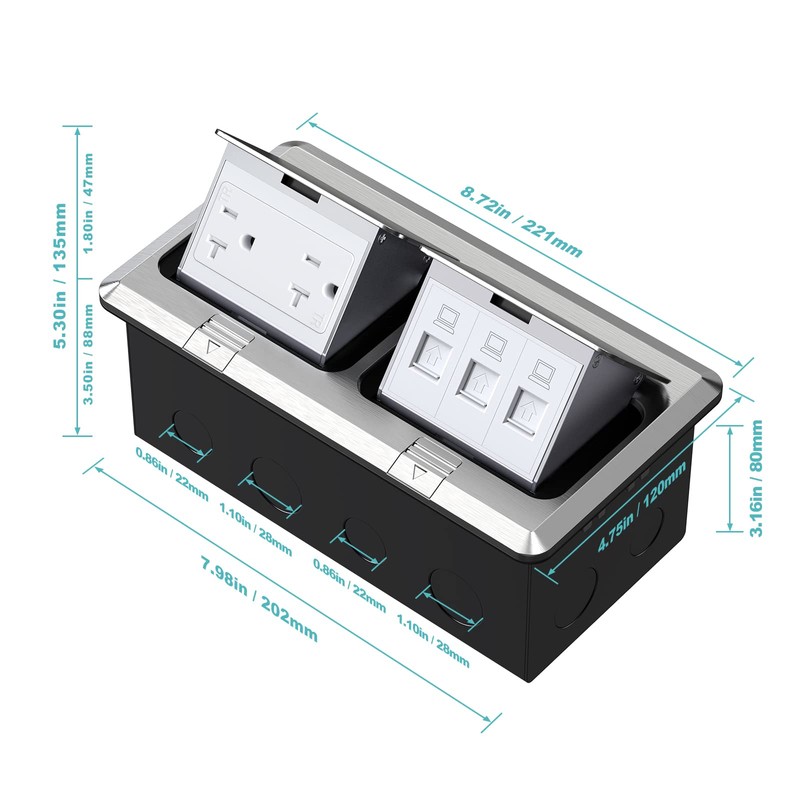 WEBANG Dual Pop-Up Floor Box Electrical Kit, 20A Tamper Resistant