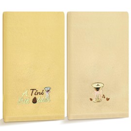 Ciwuchu 2 Pcs A Tini Bit Older Birthday Hand Towels - 13.8 x 29.5 Inch, Embroidered Martini Towels, 100% Cotton, for Martini Party, Birthday Decor, Kitchen & Bathroom(Brown)