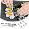 VICASKY 10pcs Sparkling Metal Cross Nail Charms Unique Rhinestone Decorations