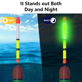 QualyQualy 4 x Eva Foam Lighted Fishing Bobbers + 8 x Glow Sticks Night Fishing Lighted Bobbers (4pcs-22cm)