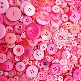 1600 unidades de botones rosas para manualidades a granel, variedad de tamaños, surtido de botones rosas para manualidades, costura, arte DIY, decoración