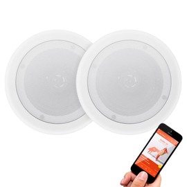 Pyle Pair 8" Bluetooth Flush Mount In-wall In-ceiling 2-Way Universal Home Speaker System Spring Loaded Quick Connections Polypropylene Cone Polymer Tweeter Stereo Sound 250 Watts (PDICBT852RD)