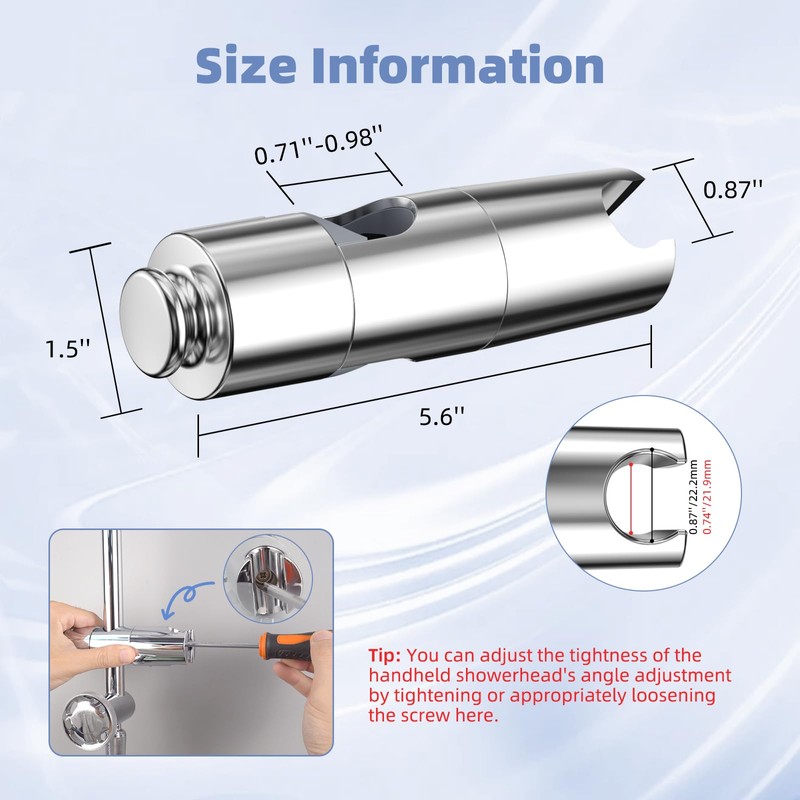 Hibbent Adjustable Shower Head Holder for Slide Bar, Universal 18-25mm