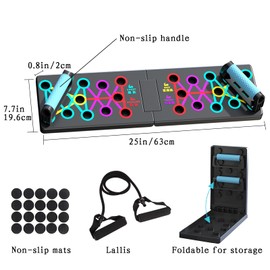 12 in-1 Push Up Board, Press Up Board for Home Gym, Foldable Pushup Board Portable Strength Training Equipment, Multi-function Fitness Workout Equipment