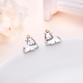 HOOHWE 925 Sterling Silver Stud Earrings for Women Cat / Otter Stud Earrings Hypoallergenic Animal Jewellery Gift for Girls Children Women, Sterling Silver