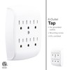 GE 6-Outlet Extender Wall Tap, Grounded Adapter, Outlet Splitter, Charging