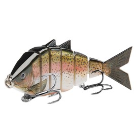 BASSDASH Bone Swimbait Multi Jointed Hard Fishing Lure for Bass Trout Bluegill Pike with Angled Cut Segments 3.7in/0.66oz