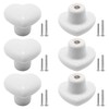 SWZHAI 6 Pcs White Ceramic Cabinet Knobs, Heart Shaped Drawer