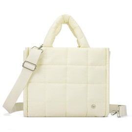 WESTBRONCO [Mother's Day] Medium Puffer Tote Quilted Crossbody Bags Women Purse Shoulder Handbag Laptop Work University Gym Diaperbag SpringTok Glowup:_Beige