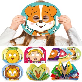 Quilinz Giant Mask Flash Cards Animal Fruits Role Character Flashcards for Toddlers 3-5,Toddler Learning Toys Preschool Kindergarten Learning Activities Party Educational Games Classroom Must Haves