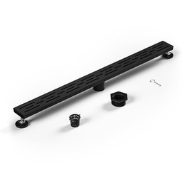 Bochni Linear Shower Drain 32" Matte Black 304 Stainless Steel | with Drain Grate| Fast Drainage | Stainless Floor Drain Grate | Hair Strainer | Drain Key | The Upgrade for Your Bathroom