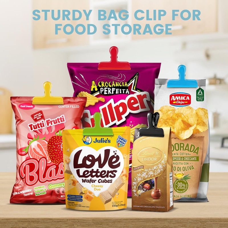 HOUSE AGAIN 8 Pack Stainless Steel Chip Bag Clips Covered
